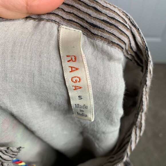 Anthropologie Raga Boho Embroidered Maxi Dress Peasant Floral Tassel Cottagecore - Picture 6 of 7